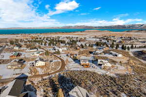 Bird's eye view featuring a water and mountain view