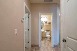 Interior space with light hardwood / wood-style flooring