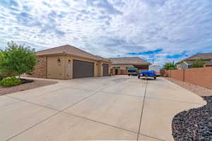 Exterior space featuring a garage