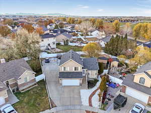 Aerial view featuring a mountain view