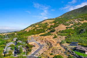 Aerial view featuring a mountain view