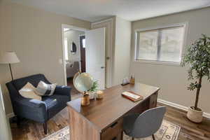 Office featuring dark hardwood / wood-style flooring