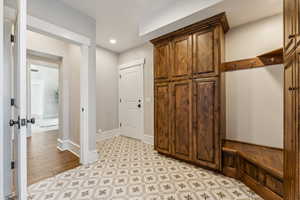 Mudroom featuring light hardwood / wood-style floors