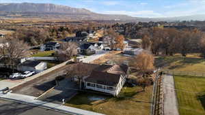 Aerial view featuring a mountain view