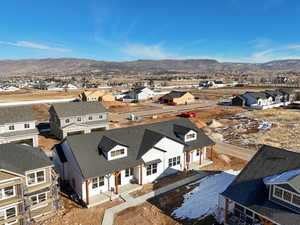 Drone / aerial view with a mountain view