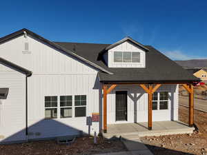 Exterior space with covered porch