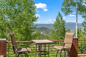 Exterior space featuring a mountain view