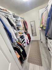 Spacious closet featuring light hardwood / wood-style floors