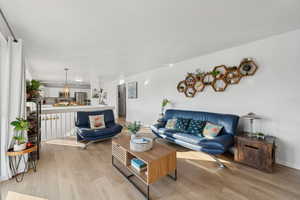 Living room featuring light wood-type flooring