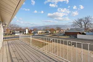 Balcony with a mountain view