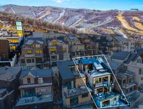 Aerial view featuring a mountain view