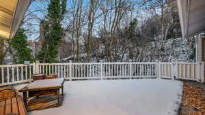 View of snow covered patio