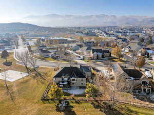 Drone / aerial view with a mountain view