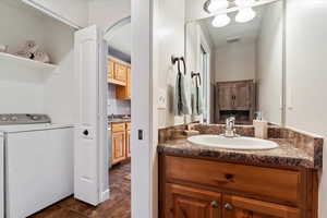 Bathroom featuring vanity