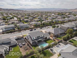 Drone / aerial view with a mountain view