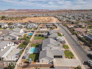 Drone / aerial view with a mountain view