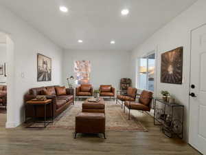 Living room featuring light wood-type flooring