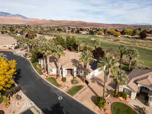 Drone / aerial view featuring a mountain view