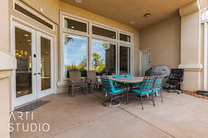 View of patio with french doors