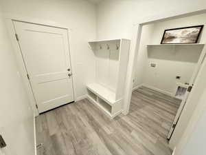 Mudroom featuring light hardwood / wood-style flooring