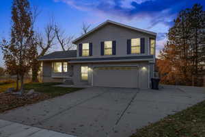 Front of property featuring a garage