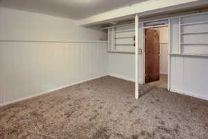 Basement featuring carpet floors