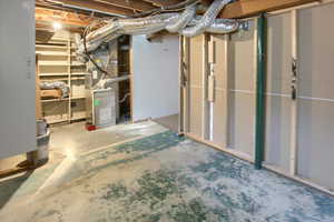 Basement with heating unit