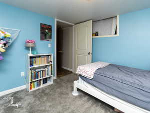 Bedroom with carpet