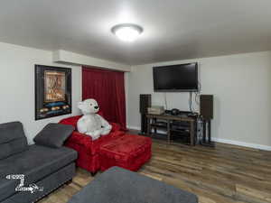 Living room featuring hardwood / wood-style flooring