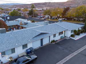 Drone / aerial view with a mountain view