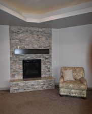 Interior space featuring a fireplace