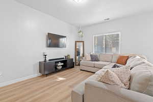 Living room featuring light hardwood / wood-style flooring