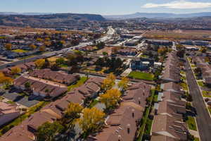 Drone / aerial view featuring a mountain view