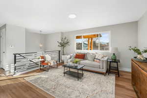 Living room featuring light wood-type flooring