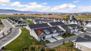 Aerial view featuring a mountain view