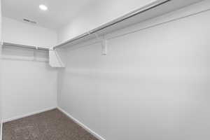 Spacious closet featuring carpet flooring