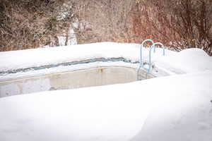 View of snow covered pool