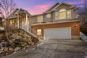 View of front of home with a garage