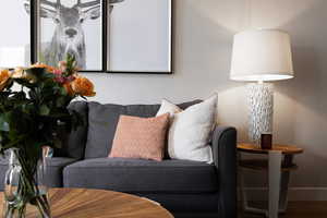 Living room featuring wood-type flooring