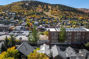 Drone / aerial view featuring a mountain view