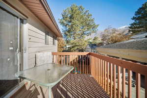 Wooden terrace with a mountain view