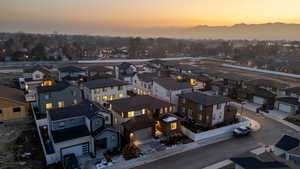 View of aerial view at dusk