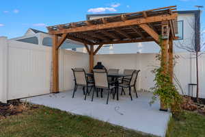 View of patio with a pergola