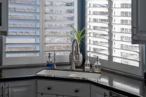 Interior details with gray cabinets and sink