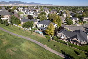 Drone / aerial view featuring a mountain view