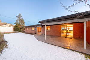 View of snow covered house