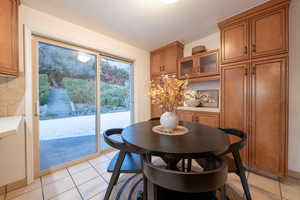 View of tiled dining room