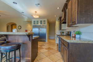 Kitchen tile, decorative backsplash & fridge/freezer combination