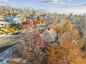 Bird's eye view with a mountain view