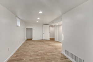 Interior space with light hardwood / wood-style flooring